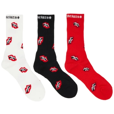 Chrome Hearts Chomper Socks Red/Black/White 02