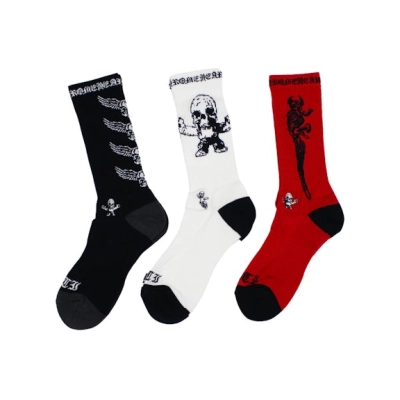 Chrome Hearts Foti Socks Black/White/Red 02