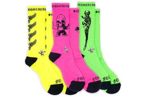 Chrome Hearts Foti Socks Neon Pink/Yellow/Green
