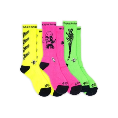 Chrome Hearts Foti Socks Neon Pink/Yellow/Green 01