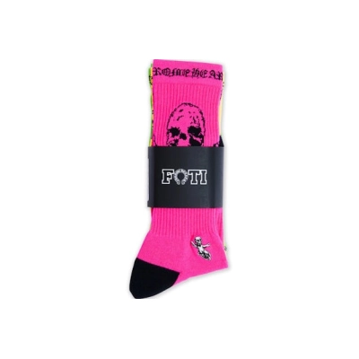 Chrome Hearts Foti Socks Neon Pink/Yellow/Green 02