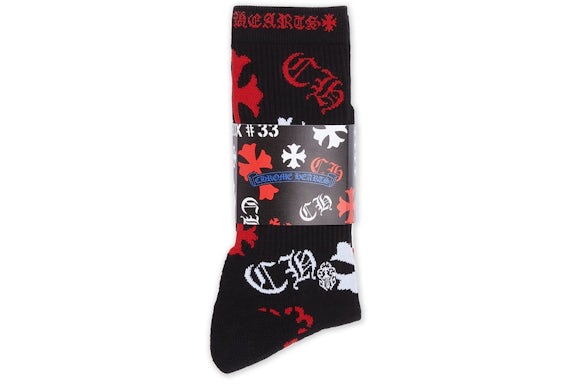 Chrome Hearts Stencil Socks Black/White/Red