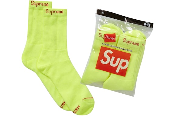 Supreme Hanes Crew Socks Flourescent Yellow