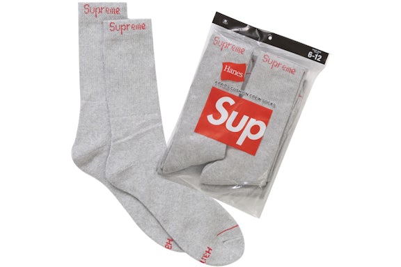 Supreme Hanes Crew Socks Heather Grey