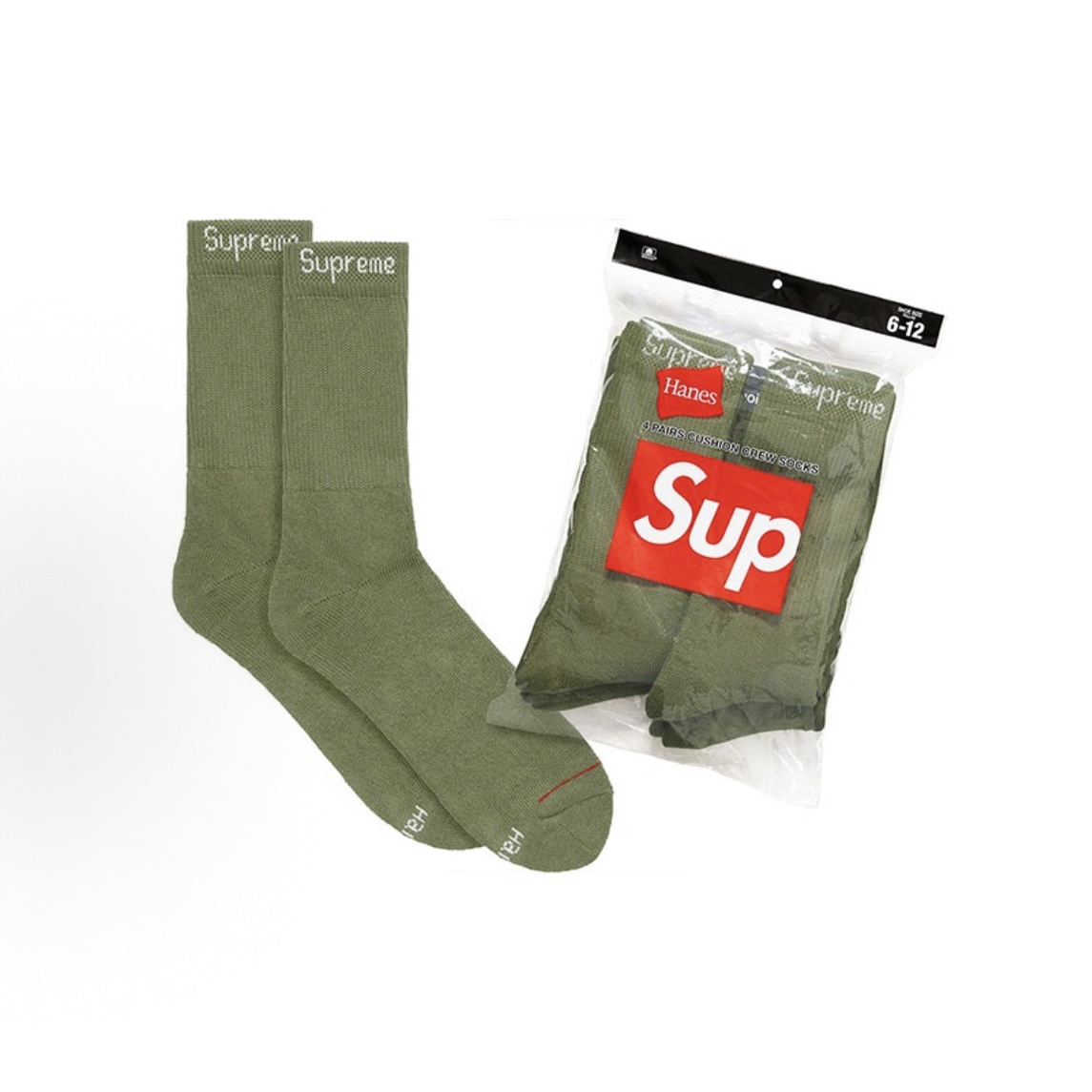 Supreme Hanes Crew Socks Olive
