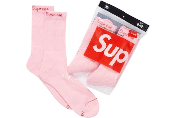 Supreme Hanes Crew Socks Pink