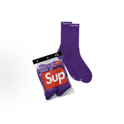 Supreme Hanes Crew Socks Purple 01