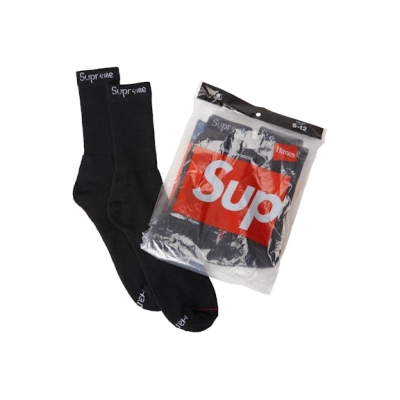 Supreme Hanes Socks Black 01