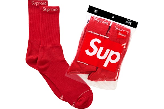 Supreme Hanes Socks Red