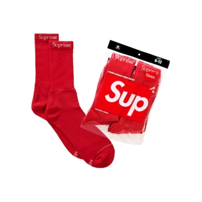 Supreme Hanes Socks Red 01