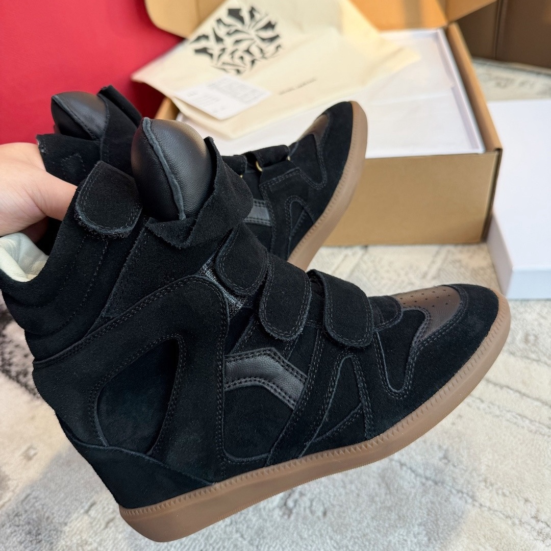 Isabel Marant Bekett Leather Wedge Sneakers Black