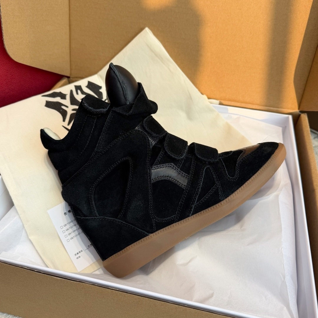 Isabel Marant Bekett Leather Wedge Sneakers Black