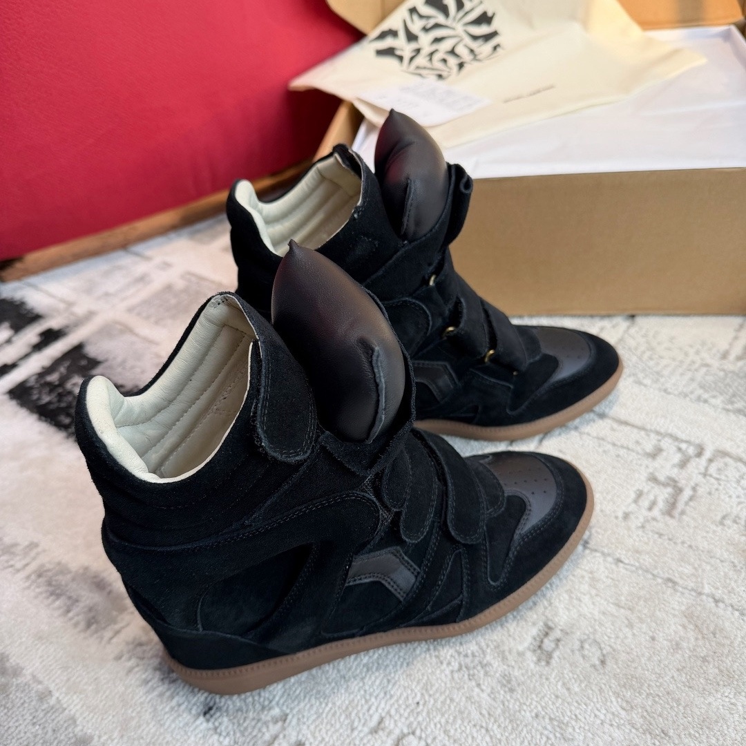 Isabel Marant Bekett Leather Wedge Sneakers Black