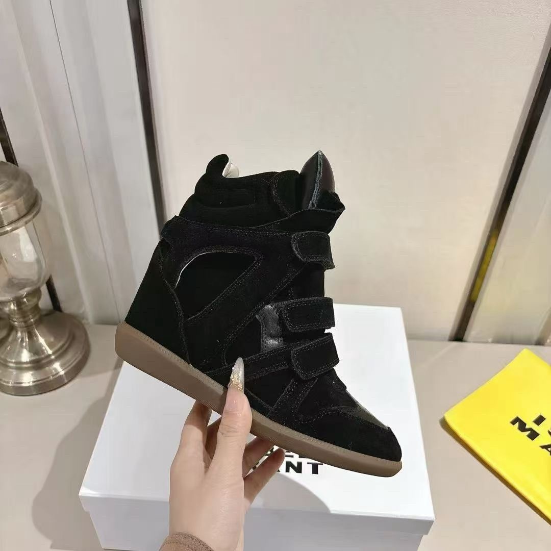 Isabel Marant Bekett Leather Wedge Sneakers Black