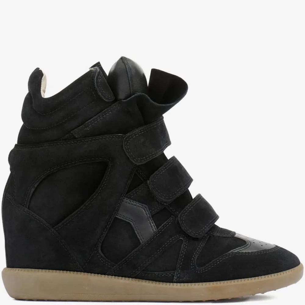 Isabel Marant Bekett Leather Wedge Sneakers Black