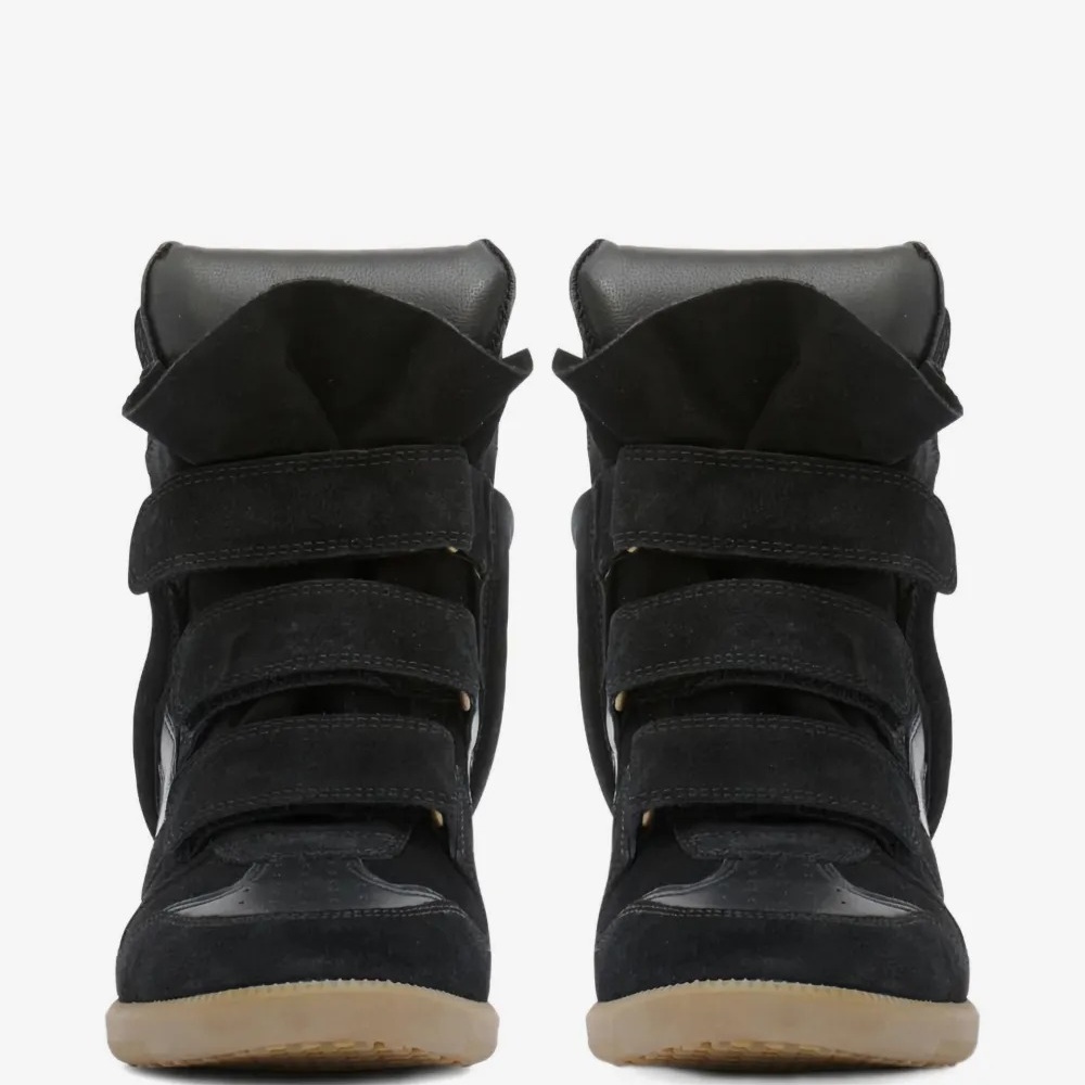 Isabel Marant Bekett Leather Wedge Sneakers Black