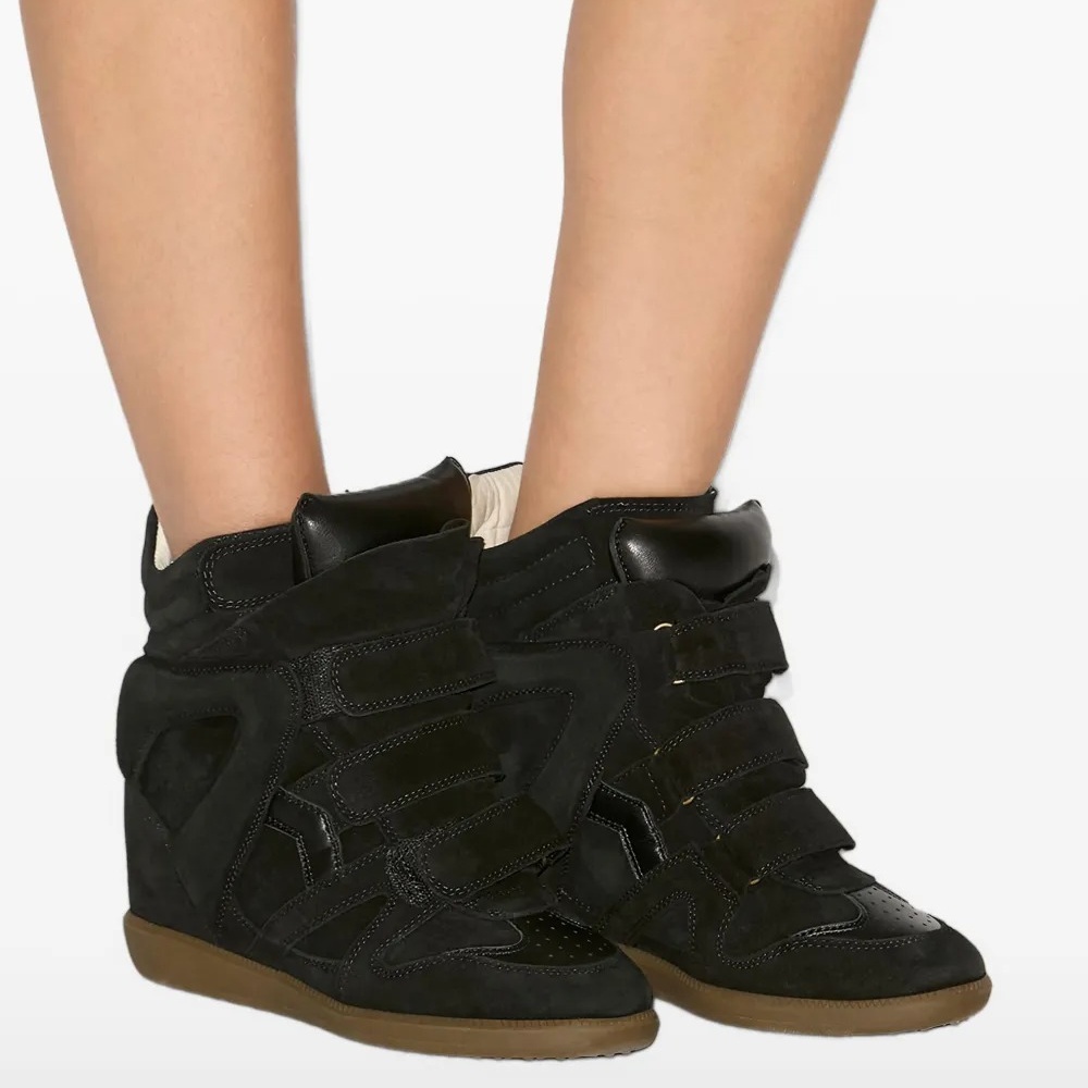 Isabel Marant Bekett Leather Wedge Sneakers Black