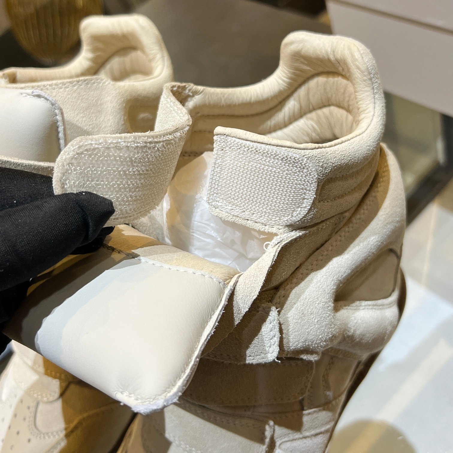 Isabel Marant Bekett Leather Wedge Sneakers Ecru