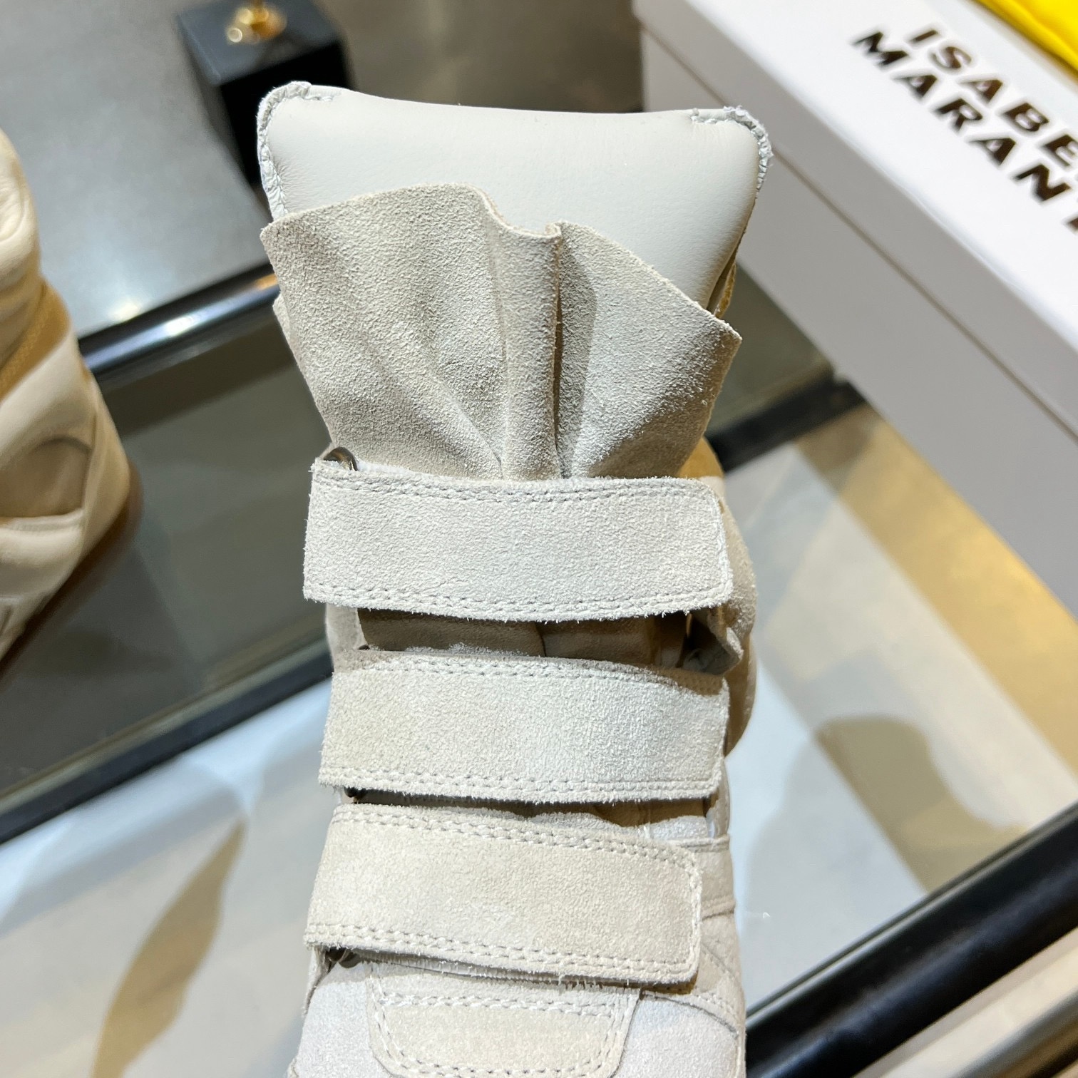 Isabel Marant Bekett Leather Wedge Sneakers Ecru