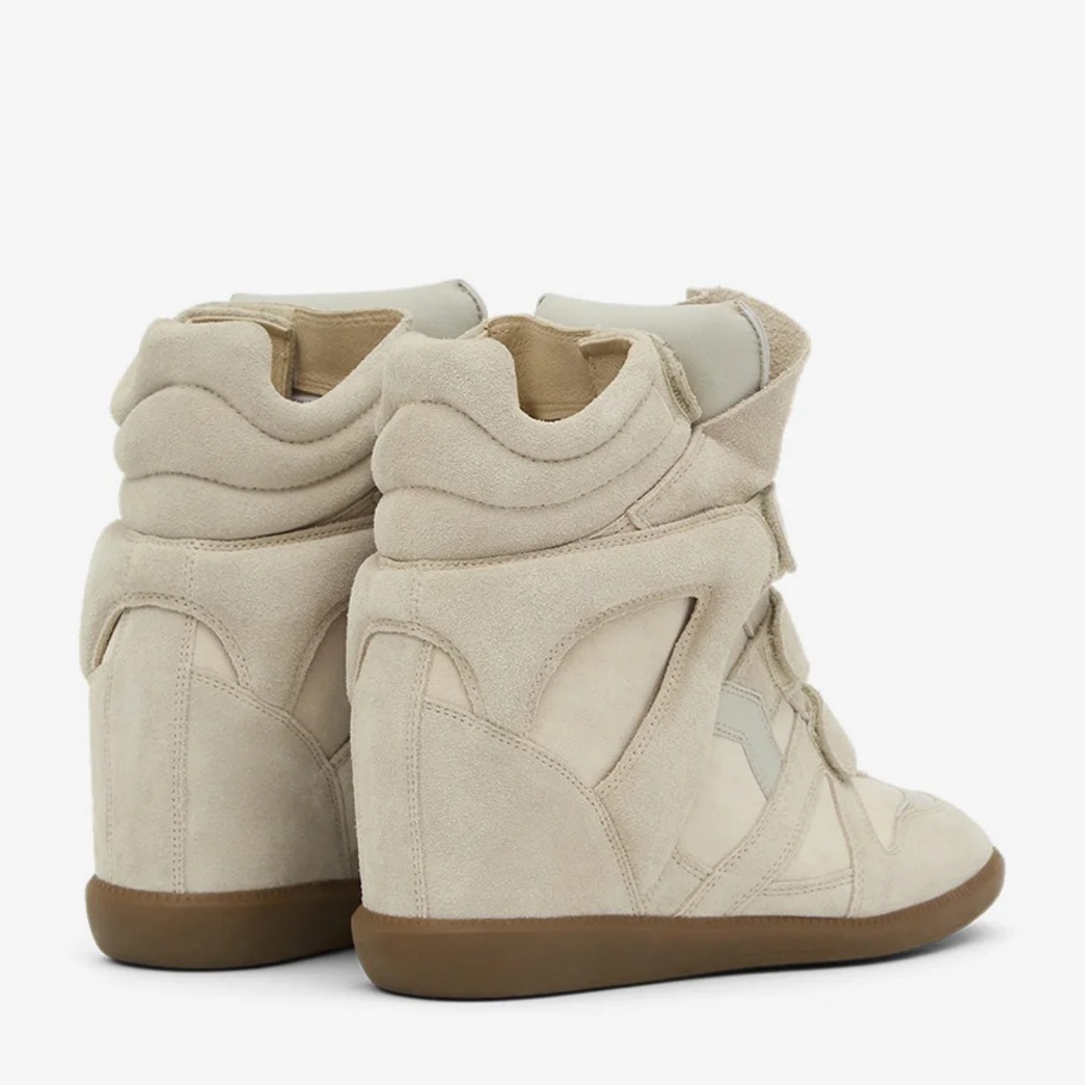 Isabel Marant Bekett Leather Wedge Sneakers Ecru