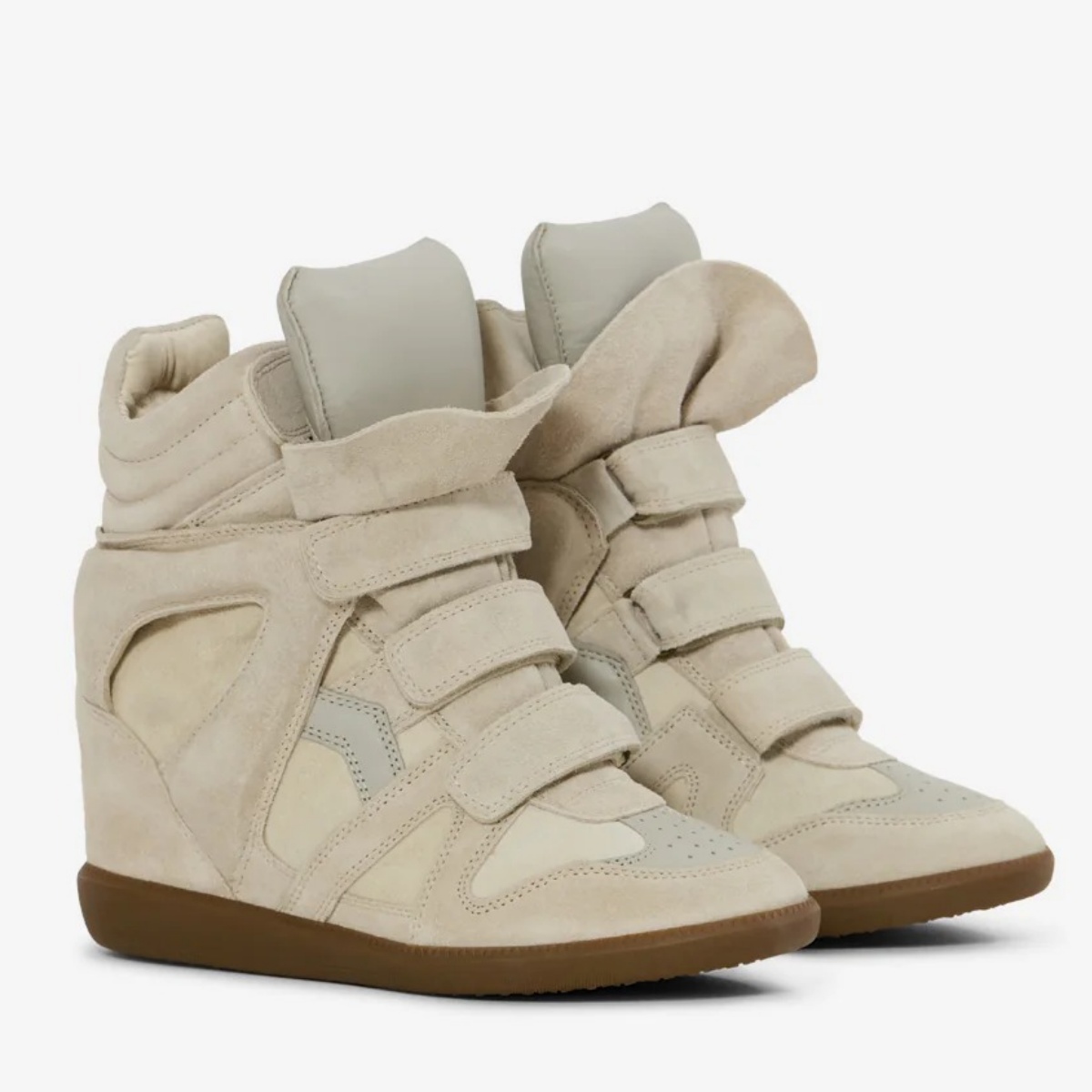 Isabel Marant Bekett Leather Wedge Sneakers Ecru