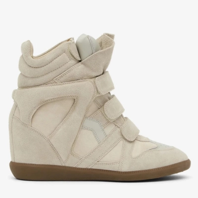 Isabel Marant Bekett Leather Wedge Sneakers Ecru 01