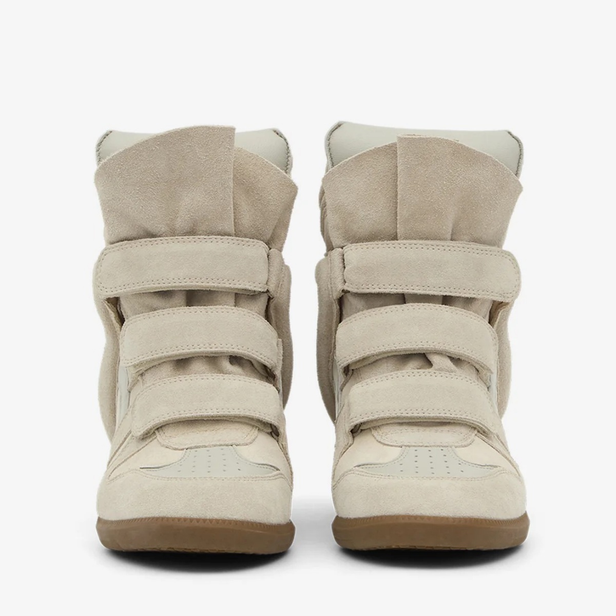 Isabel Marant Bekett Leather Wedge Sneakers Ecru
