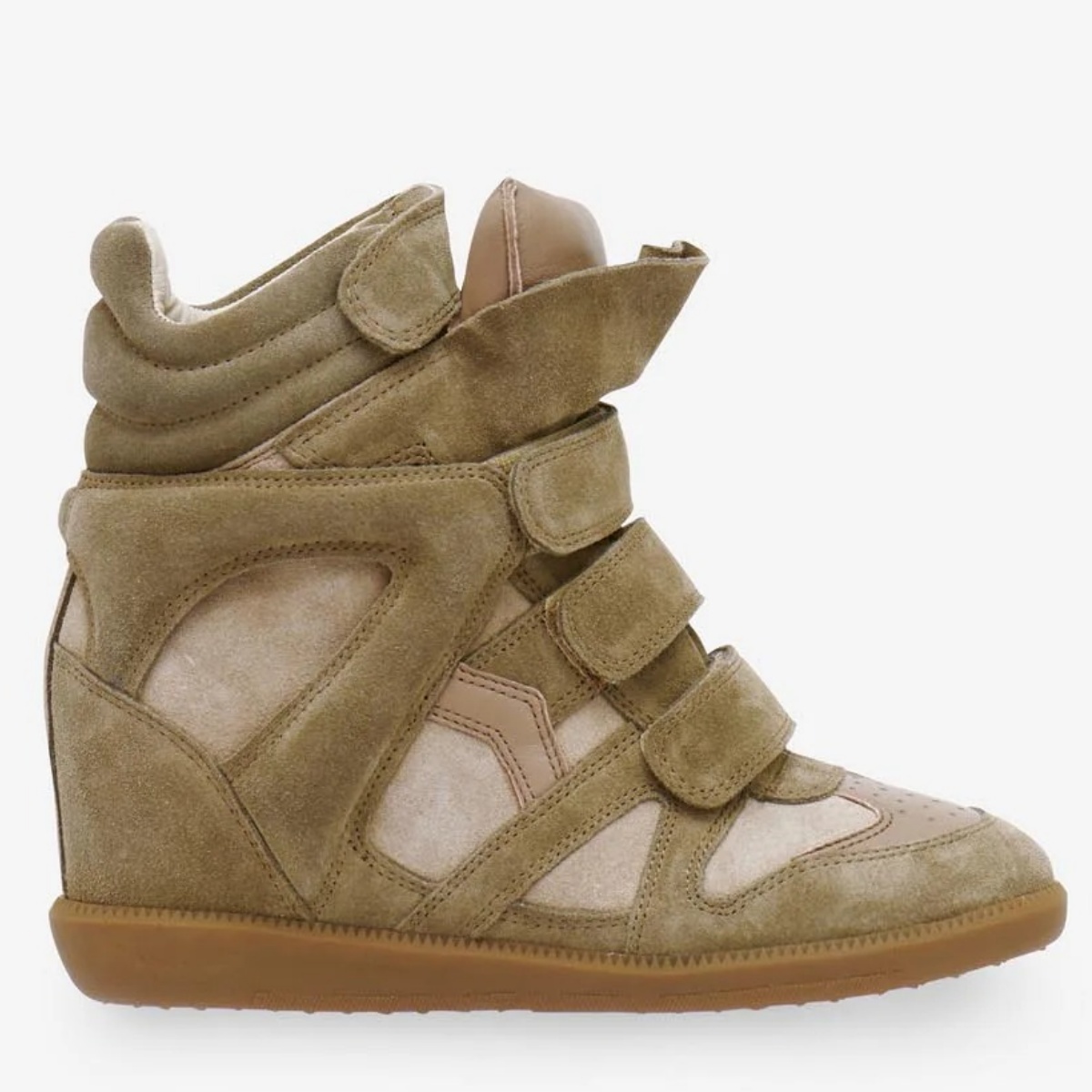 Isabel Marant Bekett Leather Wedge Sneakers Taupe