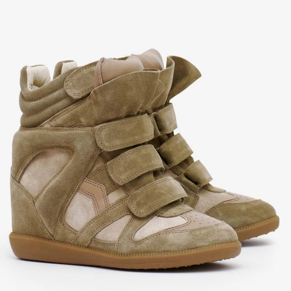 Isabel Marant Bekett Leather Wedge Sneakers Taupe