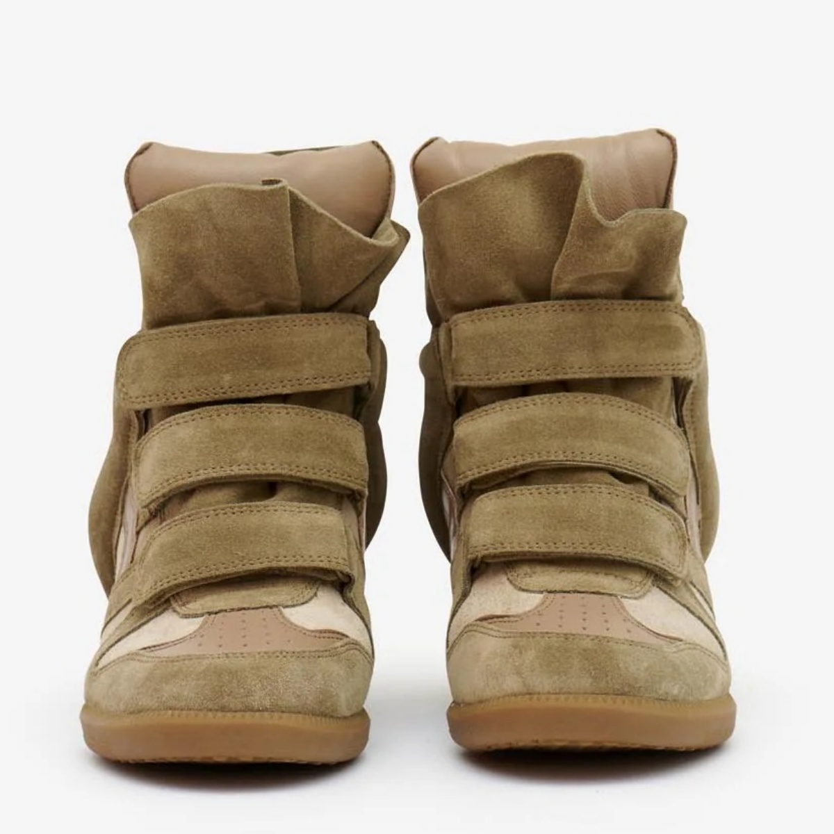 Isabel Marant Bekett Leather Wedge Sneakers Taupe