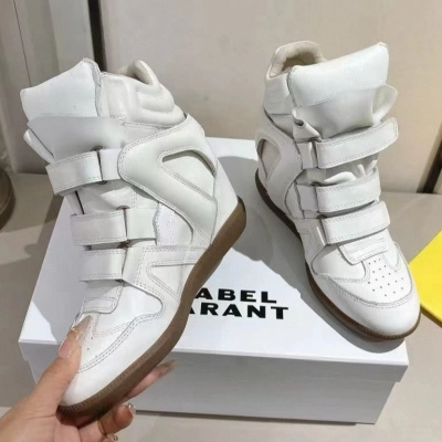 Isabel Marant Bekett Leather Wedge Sneakers White 02