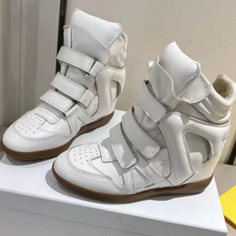 Isabel Marant Bekett Leather Wedge Sneakers White
