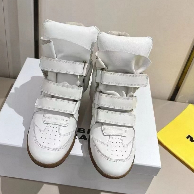 Isabel Marant Bekett Leather Wedge Sneakers White