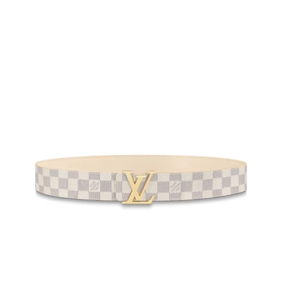 Louis Vuitton LV Initials 40MM Reversible Belt Gold-color Hardware LV Initiales Damier Azur Canvas 01