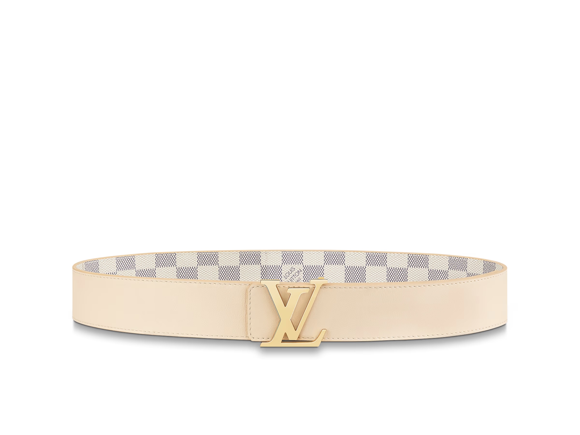 Louis Vuitton LV Initials 40MM Reversible Belt Gold-color Hardware LV Initiales Damier Azur Canvas