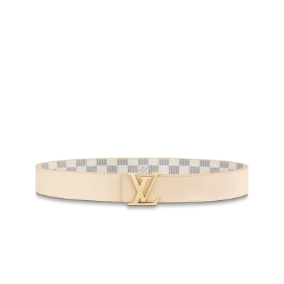 Louis Vuitton LV Initials 40MM Reversible Belt Gold-color Hardware LV Initiales Damier Azur Canvas 02