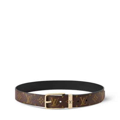 Louis Vuitton LV Pont Neuf Monogram 35mm Belt Monogram/Brown Gold-toned Rectangular Buckle 01