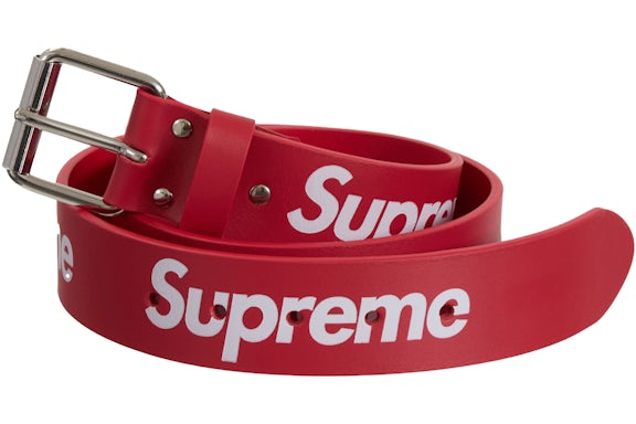 Supreme Repeat Leather Belt (SS24) Red