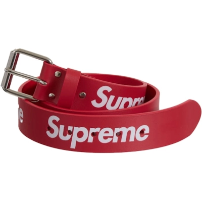 Supreme Repeat Leather Belt (SS24) Red 01