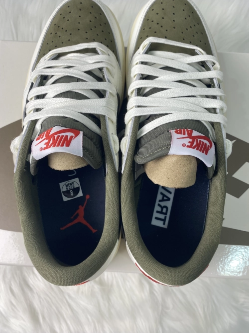 WBC Shoes QC Photos: Travis Scott x Air Jordan 1 Low Black White Green
