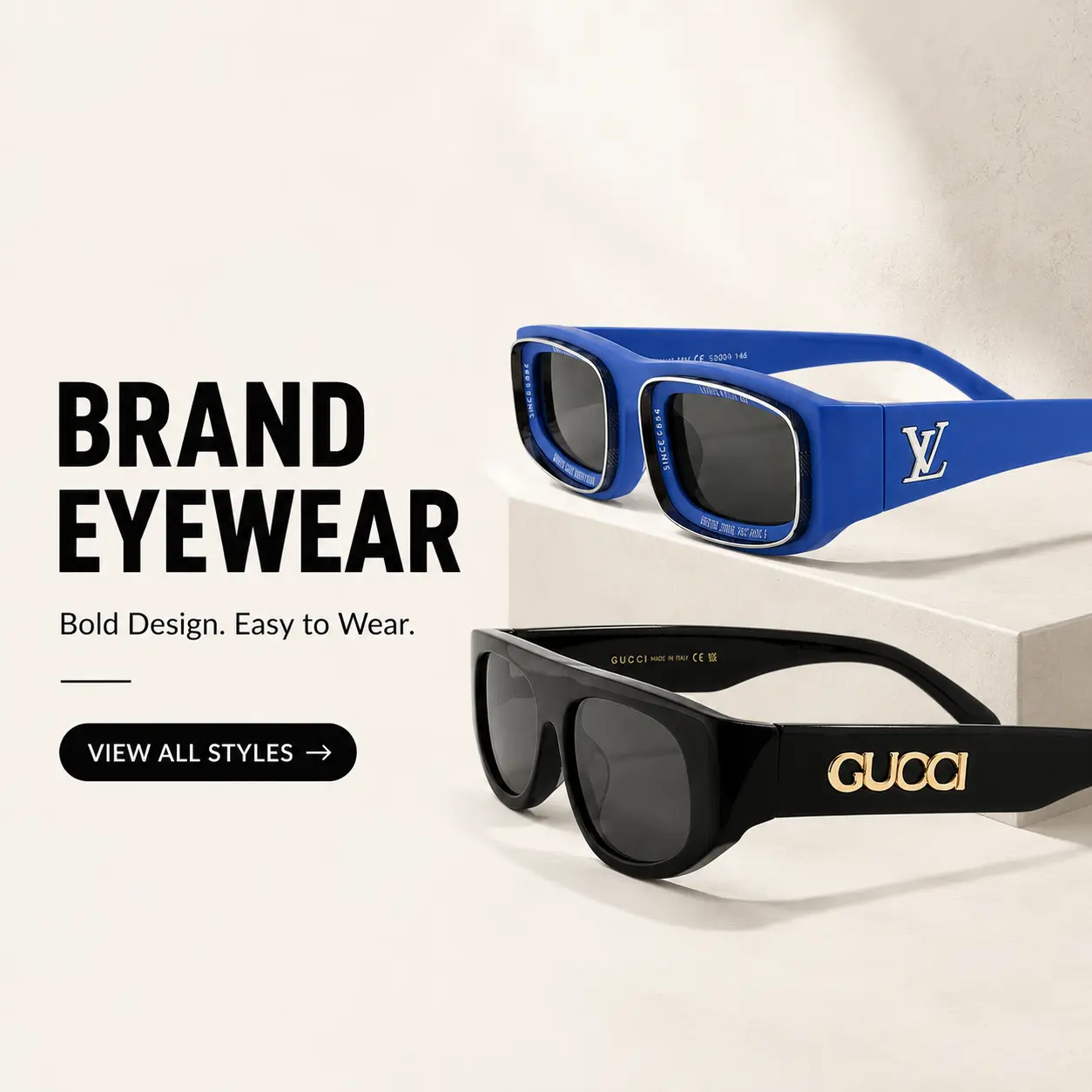 Blue and black statement sunglasses from the WBCShoes eyewear collection