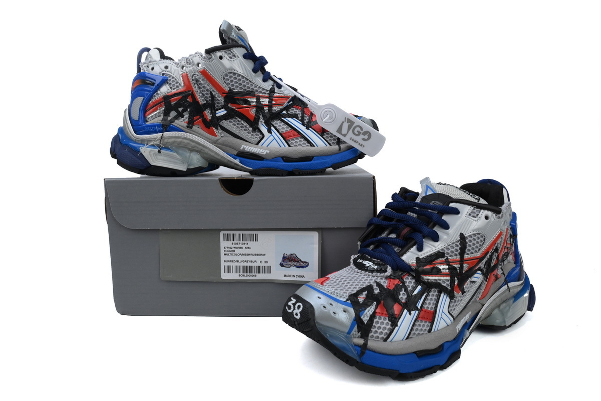 Balenciaga Runner Graffiti Sneakers Multicolor Grey Red Blue 677403 W3RBQ 1264
