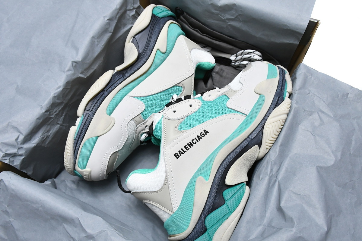 Balenciaga Triple S White Grey Turquoise 524039 W09E1 9878