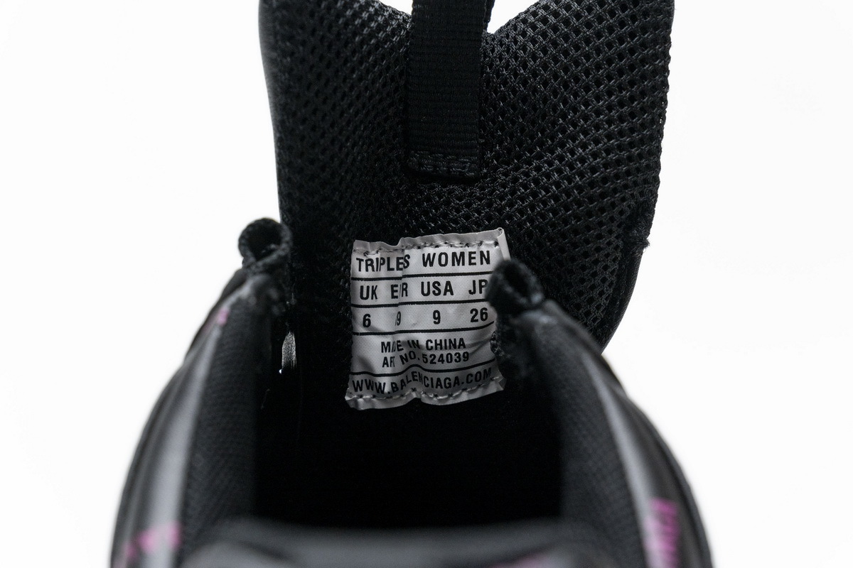Balenciaga Triple S Allover Logo Black Pink 524039 W2FA1 1022