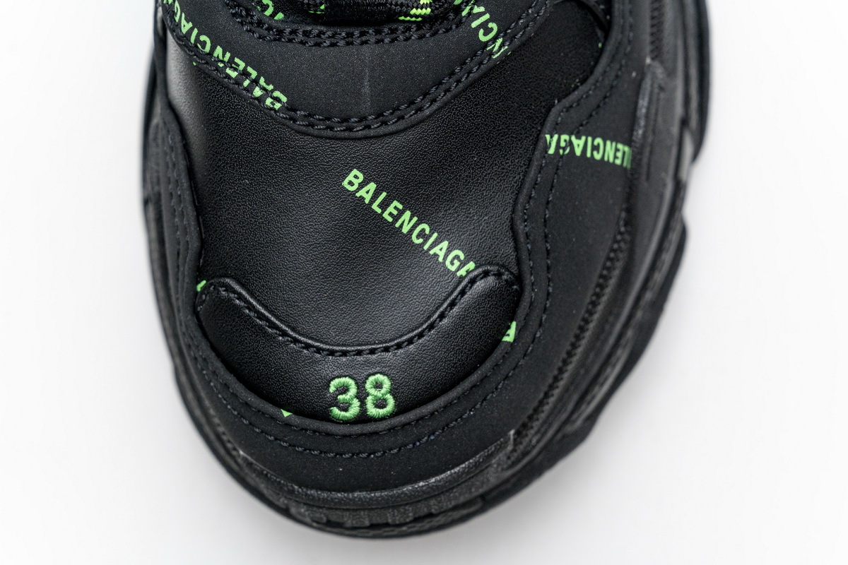 Balenciaga Triple S Allover Logo Black Fluo Green 524039 W2FA1 7633