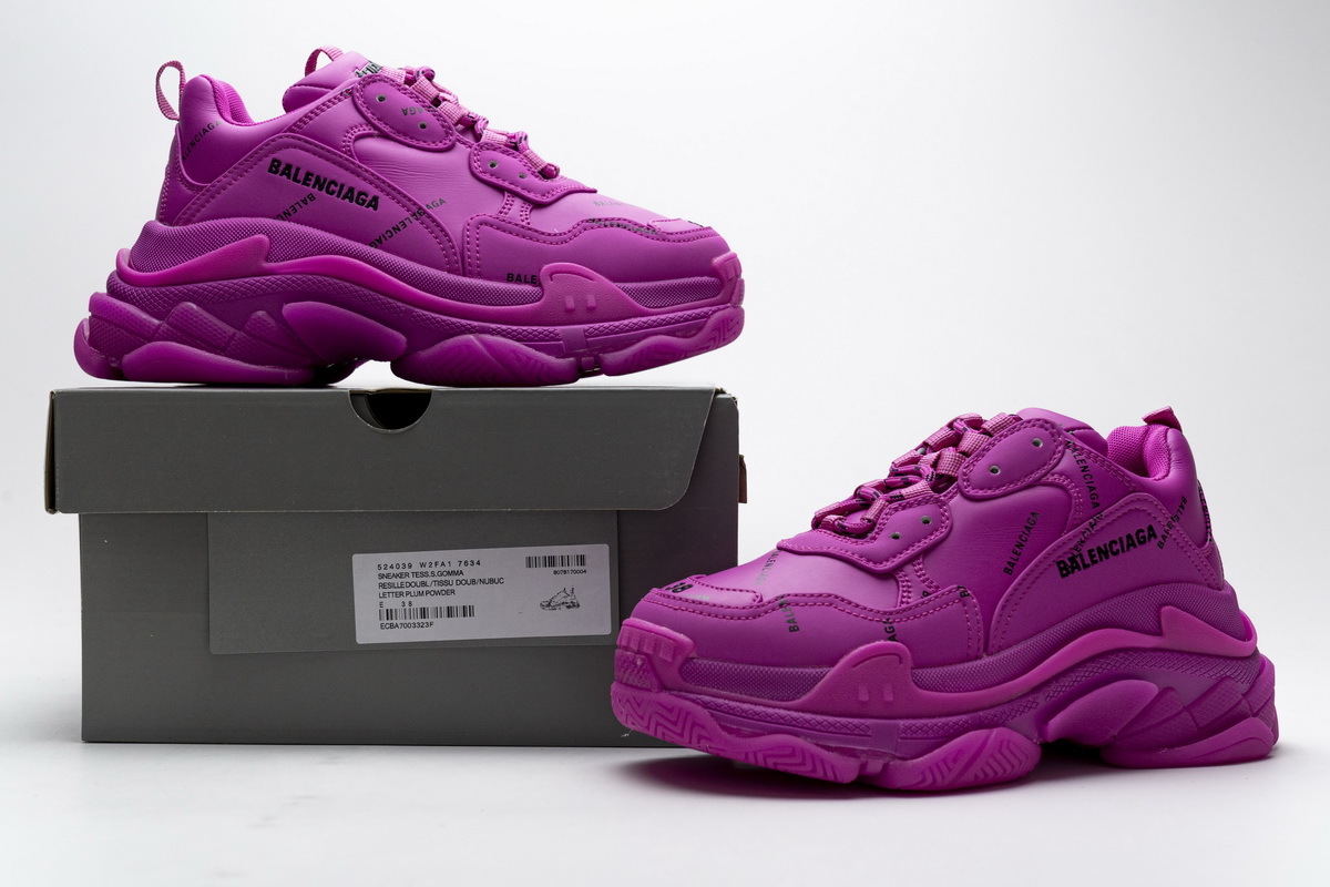 Balenciaga Triple S Allover Logo Plum Powder 524039 W2FA1 7634