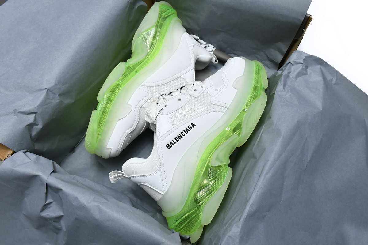 Balenciaga Triple S White Fluo Green Clear Sole 544351 W0901 9010