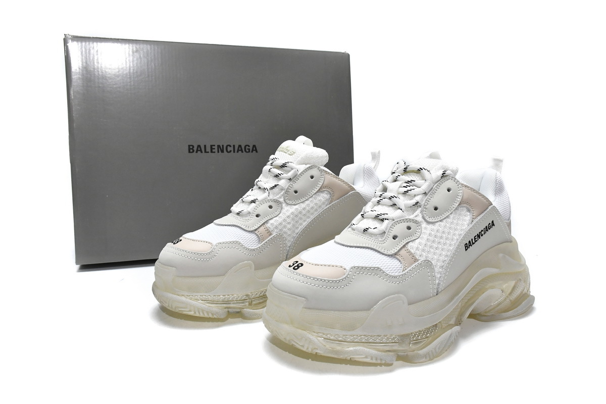 Balenciaga Triple S White Light Grey Clear Sole 544351 W09E1 9000