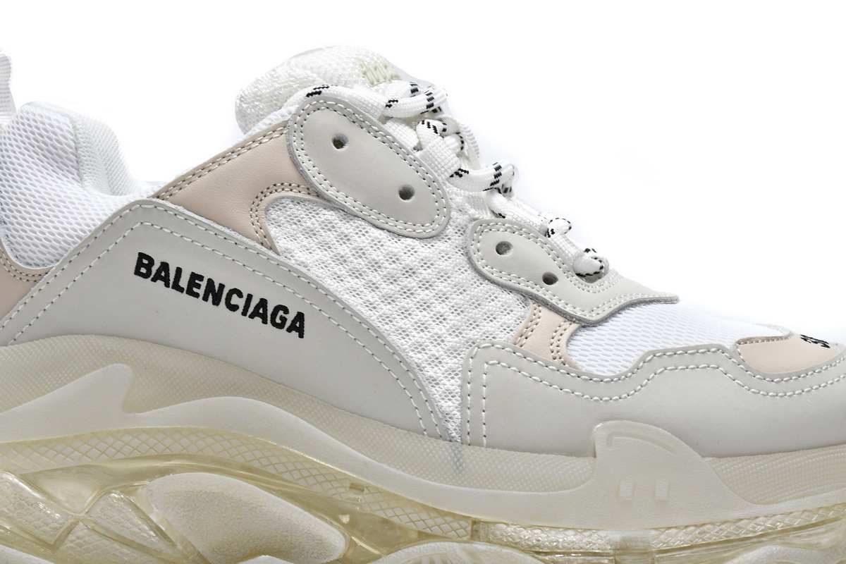 Balenciaga Triple S White Light Grey Clear Sole 544351 W09E1 9000