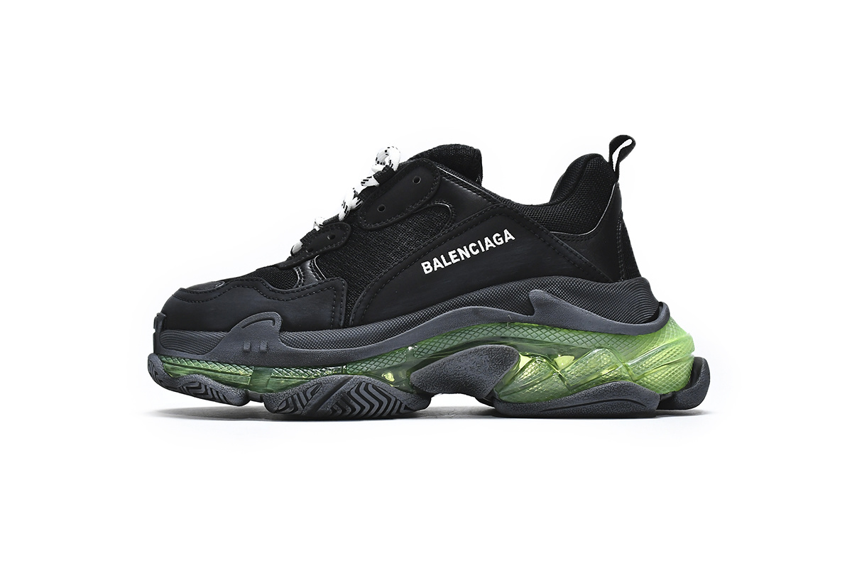 Balenciaga Triple S Black Fluo Green Clear Sole 544351 W09ON 1047